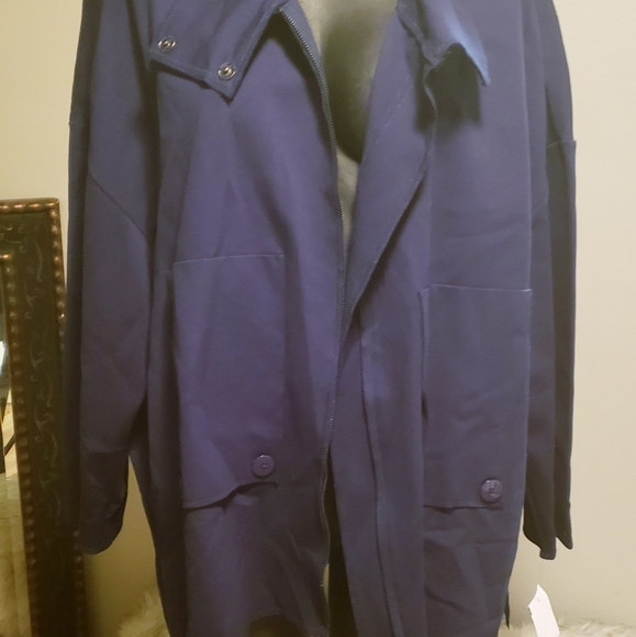 Studio Nouveau Stretch Knit Drop Shoulder Stand Collar 2-Pocket Jacket. Sz M/L - Picture 4 of 8